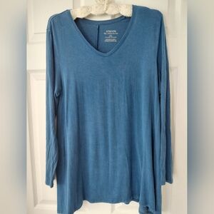Chico's Teal Long Sleeve V-Neck Top